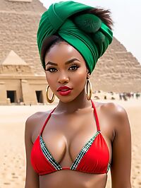 Dawn lights up Nigerian girl's enchanting appearance amidst Egyptian pyramids
