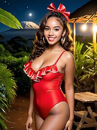 The Caribbean girl poses on Mount Kilimanjaro under lunar glow